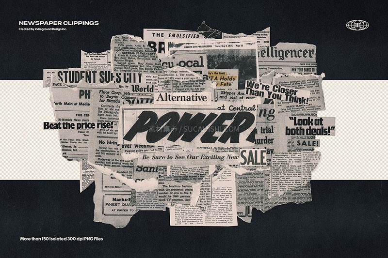 100+旧报纸剪报拼贴画图片素材PNG